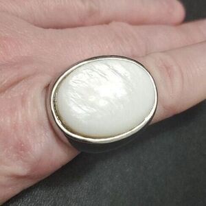 Silver tone white stone ring Size 8.5
